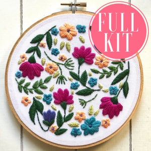 floral | full kit | hand embroidery kit | embroidery kit | diy embroidery | diy embroidery kit | embroidery pattern | modern embroidery kit