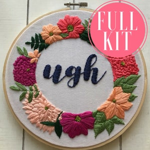 ugh | full kit | hand embroidery kit | embroidery kit | diy embroidery | diy embroidery kit | embroidery pattern | modern embroidery kit