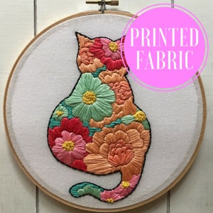 printed fabric | hand embroidery kit | embroidery kit | diy embroidery | diy embroidery kit | embroidery pattern | cat