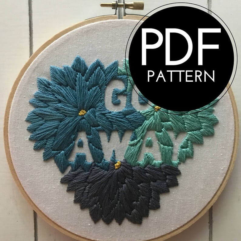 digital hand embroidery pattern go away design digital PDF download embroidery pdf embroidery pattern image 1