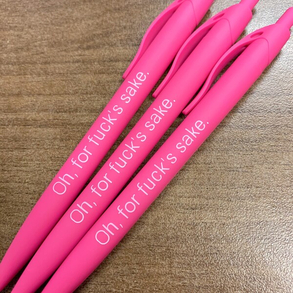 pens | oh, for fuck's sake | 3 pack | Sleek Write Rubberized Pen | stationary | funny pens | black ink