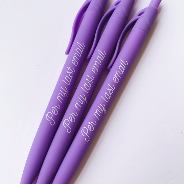 Stifte | gemäß meiner letzten E-Mail | 3er-Pack | Schlanker, gummierter Schreibstift | stationär | lustige Stifte | schwarze Tinte