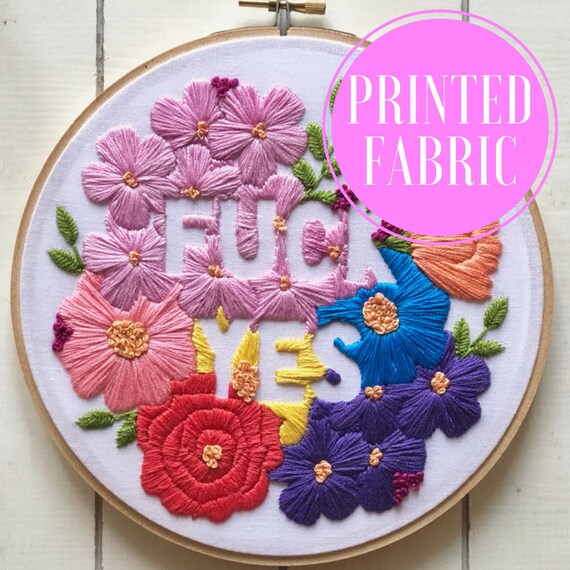 Printed fabric hand embroidery kit embroidery kit diy Etsy