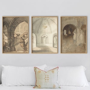 Vintage Collection of 3 Watercolor Style Prints  - Digital Download