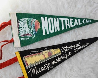 Vintage Pennant from Montreal Canada for Travel Lover Gift or Boho Home Decor