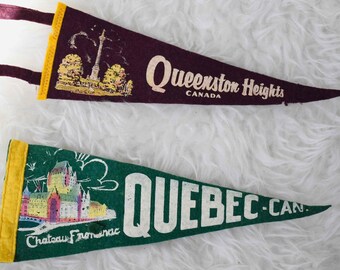 Vintage Pennant from Quebec or Queenston Heights Canada for Travel Lover Gift