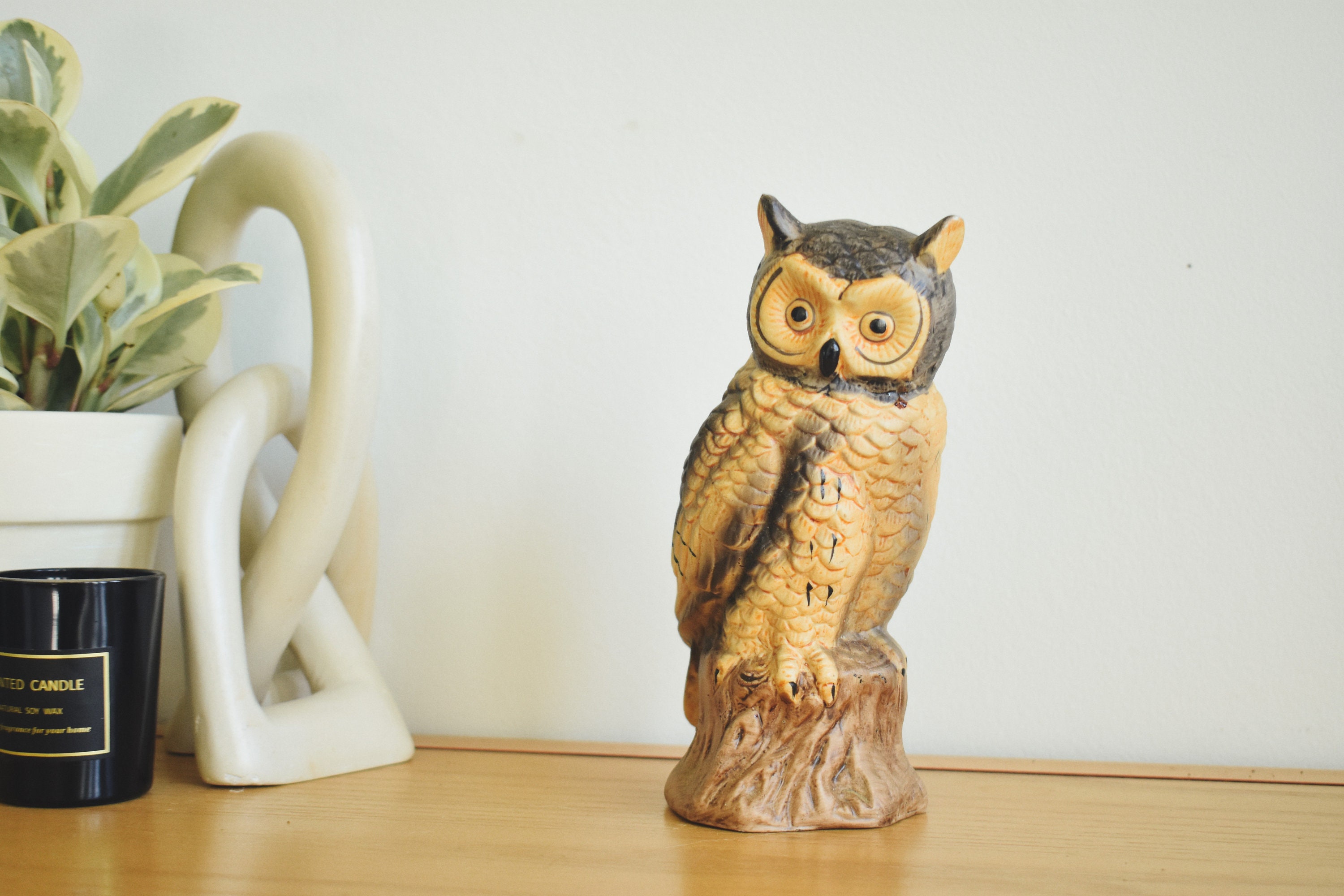 Vintage Neutral Owl Figurine