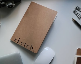 Sketch Notebook // Kraft Paper Cover // No Lines // Art // Design // Lists // Journal // Notebook // Planning // Sketchbook // Black & White
