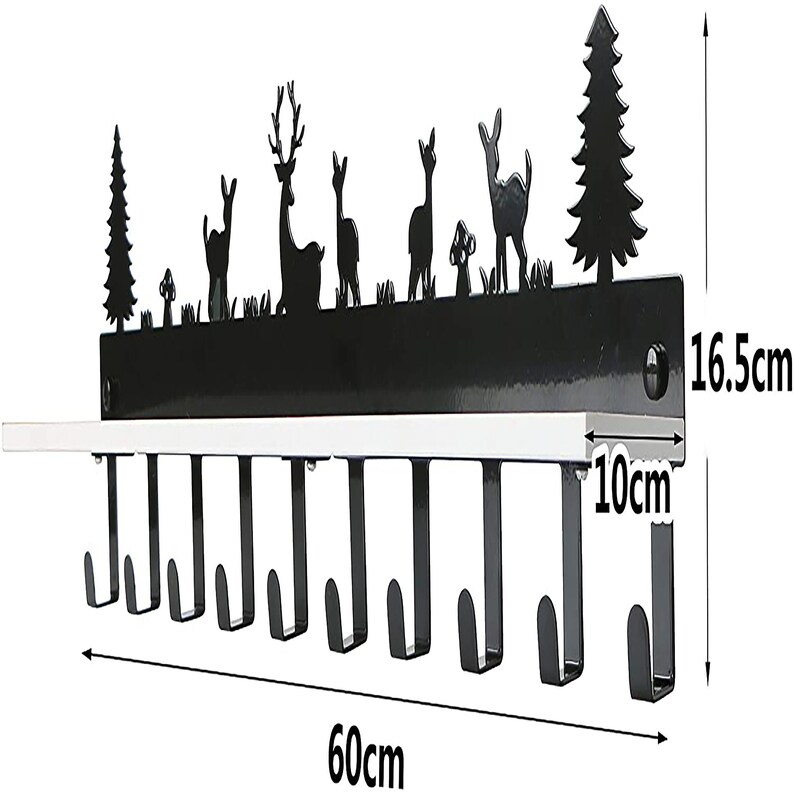 Shelf With 10 Hooks Key Coat Hooks With Shelf Wall Shelf With Etsy