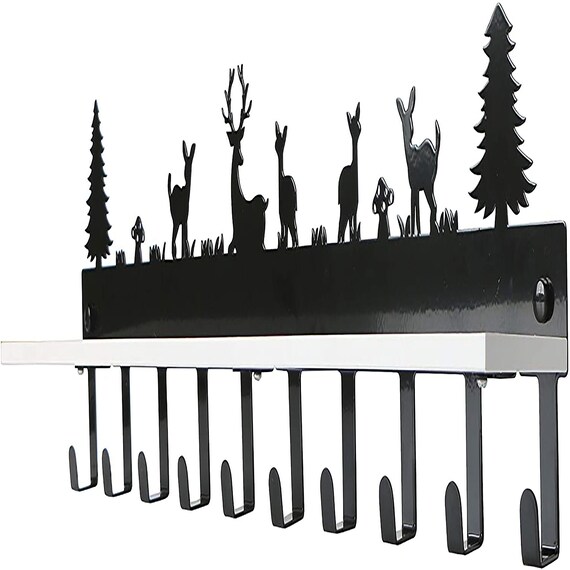 Shelf With 10 Hooks Key Coat Hooks With Shelf Wall Shelf With Etsy