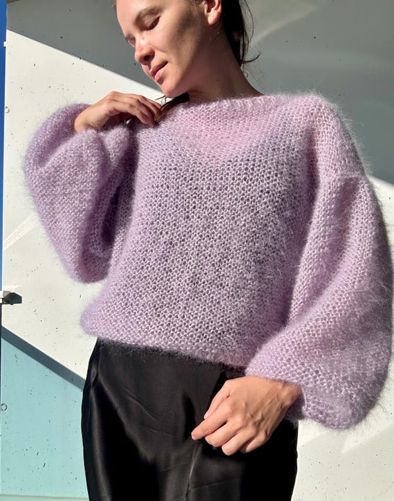 Kid Silk Mohair Bubble Sweater – Super Oversized, Light Purple