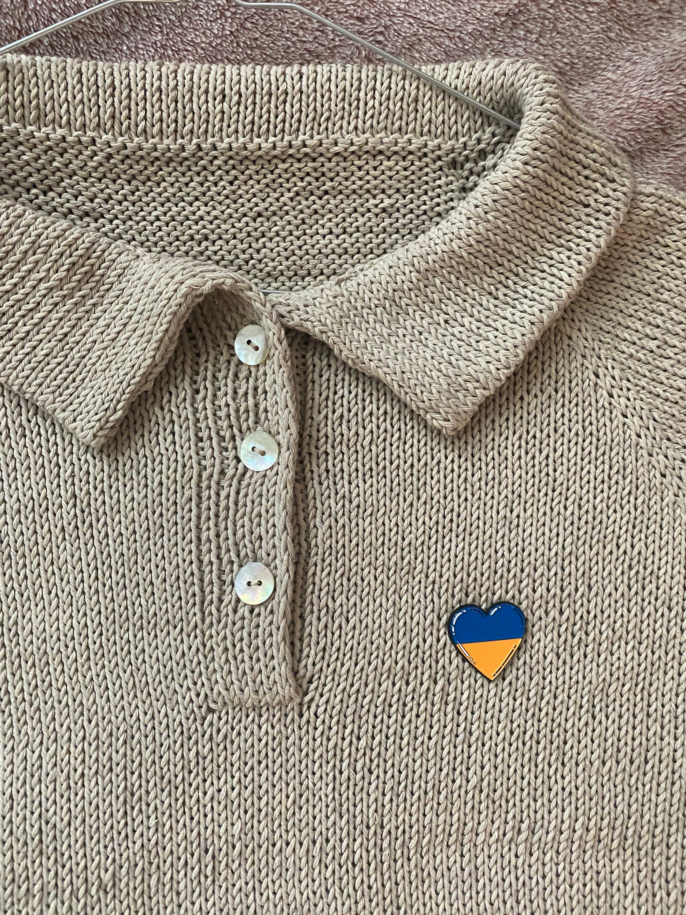 Hand Knitted Cotton Polo Shirt in Beige Natural Color Capsule Wardrobe