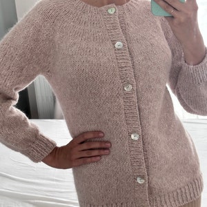 In Stock Size S / Hand-Knitted Beige Alpaca Cardigan with Pearl Buttons, Old Money Style, Gift For Her, Fast Free DeliveryMother's day gift image 3