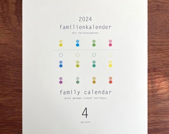 Family Calendar PUNKTE 2024 (4 columns) - Bank holidays, school holidays and calendar week!