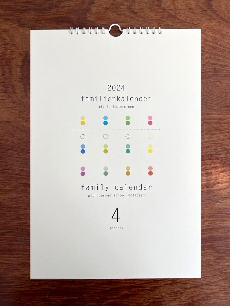 Familienkalender PUNKTE 2024 4 Spalten Feiertage, Schulferien und KW Bild 1