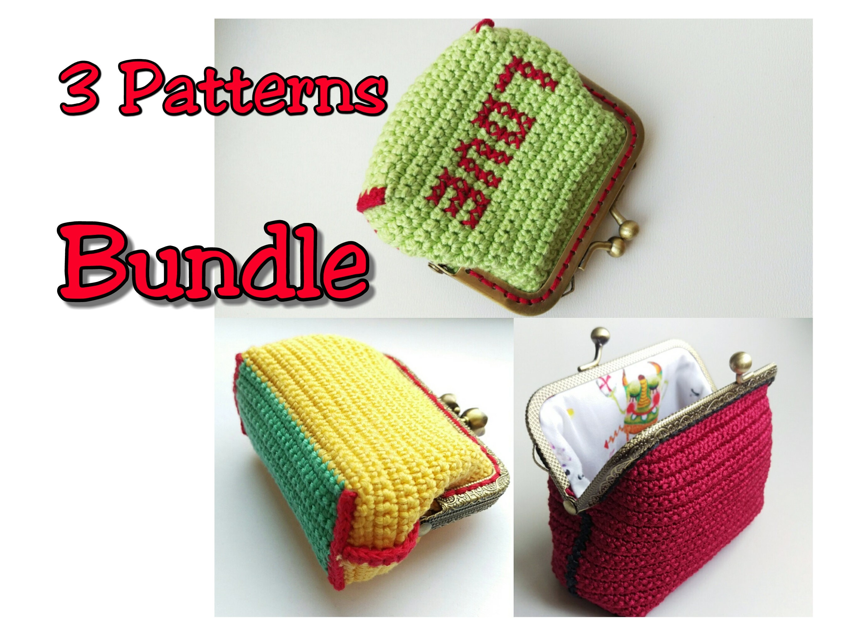 crochet coin purse pattern kiss lock clasp purse PDF pattern | Etsy