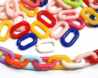 Plastic chain 1 meter link chain curb chain oval 15 mm colorful C clips jewelry chain for jewelry making necklaces bracelet DIY crafts