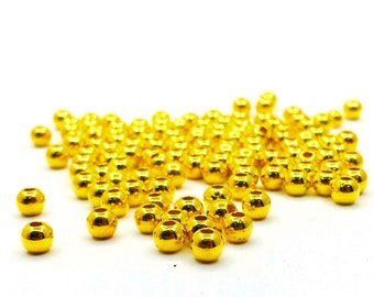Kunststoffperlen 1000stk Zwischenperlen Metallische Gold 4mm Kugel CCB Acryl Spacerperlen Zwischenteile für Schmuck basteln
