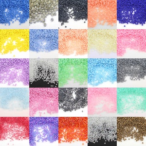 34000 pezzi di perle di vetro Rocailles da 2 mm Set di perline di vetro 25 colori Argento Ceylon Opaco Lustro Arcobaleno Set 11/0 Perline da 500 g