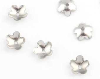 20 Edelstahl Perlenkappen Blumen 6mm Zwischenteile Endkappen für Schmuck Endperle Metallperlen