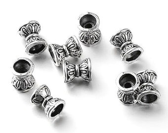 Perlenkappen Perlkappen 7x5mm Tibet Antik Silber Doppelseitig Metallkappen Zwischenperlen Zwischenteile, 50 Stück