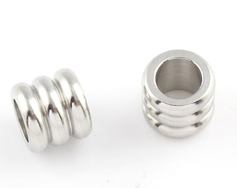 Metal beads stainless steel 6 mm metal spacer tube beads 5pcs for jewelry metal beads spacer beads jewelry making