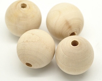 50 houten kralen 20 mm rond natuurlijk kleurloos voor sieraden ambachten decoratie kinderhout