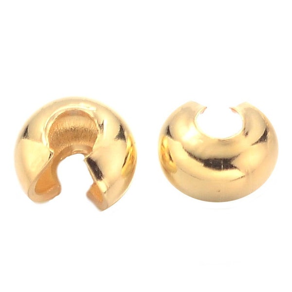 Quetschperlen 3/4/5 mm Gold Kaschierperlen Crimpschutz Endkappen Schmuck Basteln DIY