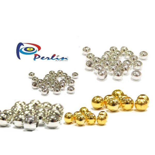 Perline di metallo parti intermedie rotonde distanziatore per gioielli oro argento 2/3/4/5/6/8 mm scelte perline di gioielli