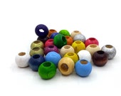 100 Wooden Beads Colorful 8 10 12mm Large Hole 4 5mm Wood Beads to Thread Ball for Crafting with Hole Spacer Intermediate Beads for DIY Jewelry