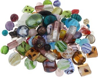 GLASPERLEN MIX 10 STÜCK BUNTE LAMPWORK KÜNSTLERPERLEN//SILBERFOLIE