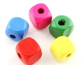 100pcs wooden beads for threading 10 mm colorful cube for crafting spacer beads intermediate beads Untreated