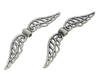 Ailes d'ange perles en métal ailes 32 mm perles entretoise en métal couleur argent artisanat