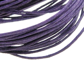 40 m cordon coton ciré bijoux 1 mm violet