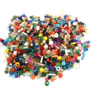 1 chilo di perline di vetro da 2 mm, 3 mm, 4 mm e 6 mm, perline rotonde e a forma di tromba, perline pony, colori misti, perline di vetro