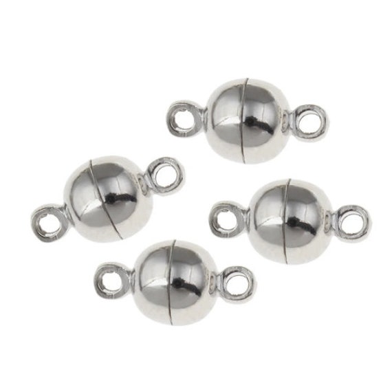 2 Magnetic Clasps 12 Mm Silver Round Bands Chain Clasp Clasps Connector  Jewelry Clasp Magnet Clasp Bracelet 