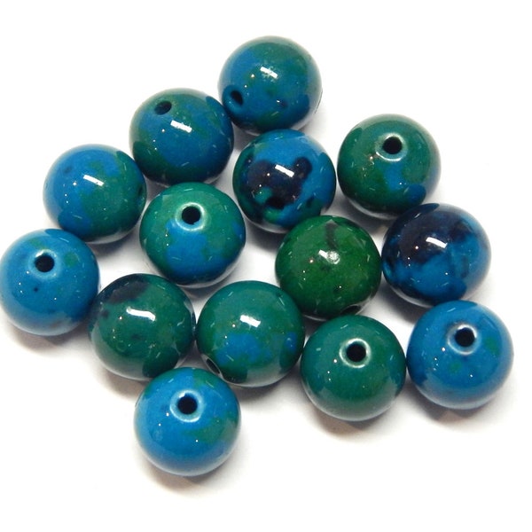 Chrysocolla Chrysokoll Azurite Edelstein Perlen Rund 4/6/8mm Blau Grün Edelsteine Gemstone Beads Halbedelstein Schmuckperlen