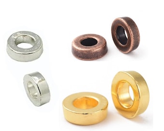 40 Metallperlen 6mm Messing Spacer Ring Rondell Schmuck Zwischenteile Gold Silber Kupfer Wählen