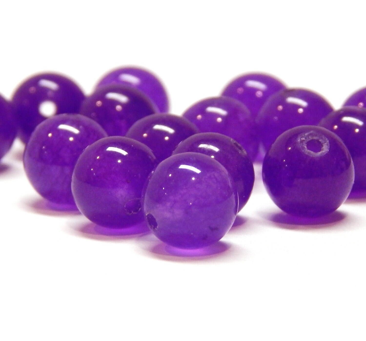Perlas De Jade Lila - 8mm, 6mm, 4mm - Para Joyería Y Manualidades