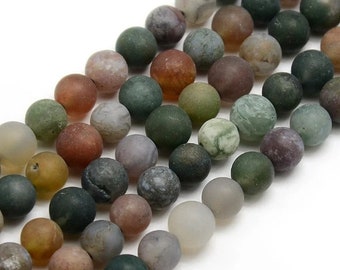 Indian Agate Beads 4/6/8/10 mm Gemstones Matt Green Round Natural Gemstones Gemstones Semi-Precious Stone Jewelry Beads Gemstone