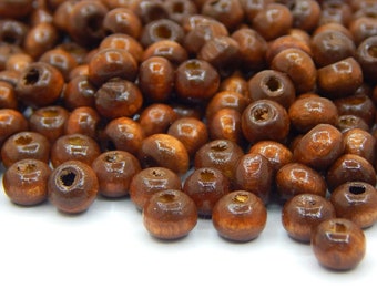 250stk Natur Holzperlen 5x4 mm Rund Braun Mini holz Spacer perlen Schmuck Basteln Wooden Beads Perlen