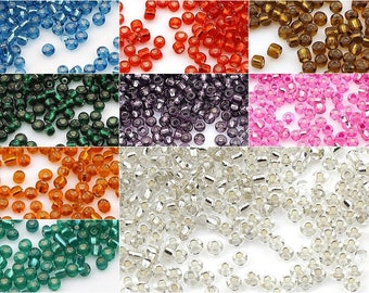 Rocailles Perlen 3mm - 20g / 100g Silbereinzug  8/0 Schwarz - Rot-Weiß Glasperlen Roccailles Glass Silver Lined Seed Beads Silber Gefüttert
