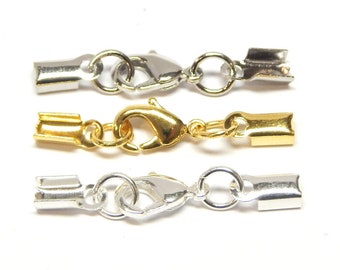 End caps carabiner clasp 5 pieces gold silver for Ø 1.5/2/2.5 mm chain clasp jewelry crafts necklace bracelet