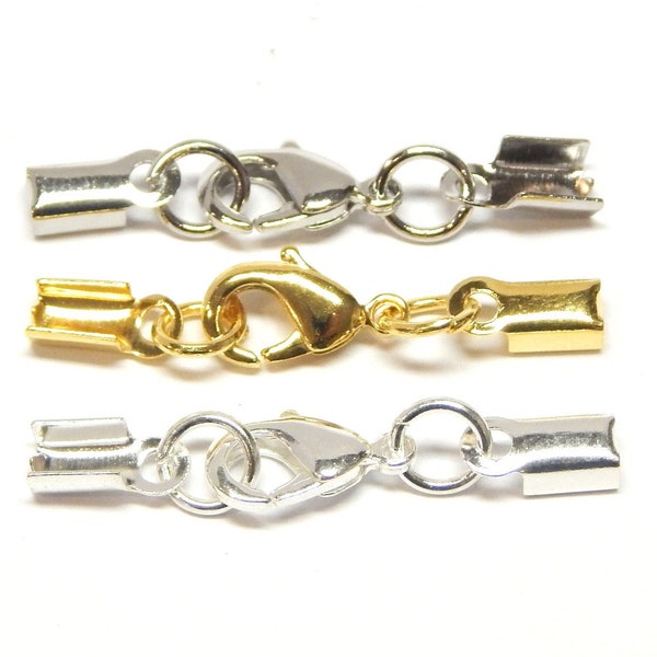 Endkappen Karabiner-Verschluss 5 Stk Gold Silber Für Ø 1,5/2/2,5mm Ketten-Verschluß Schmuck Basteln Halskette Armband
