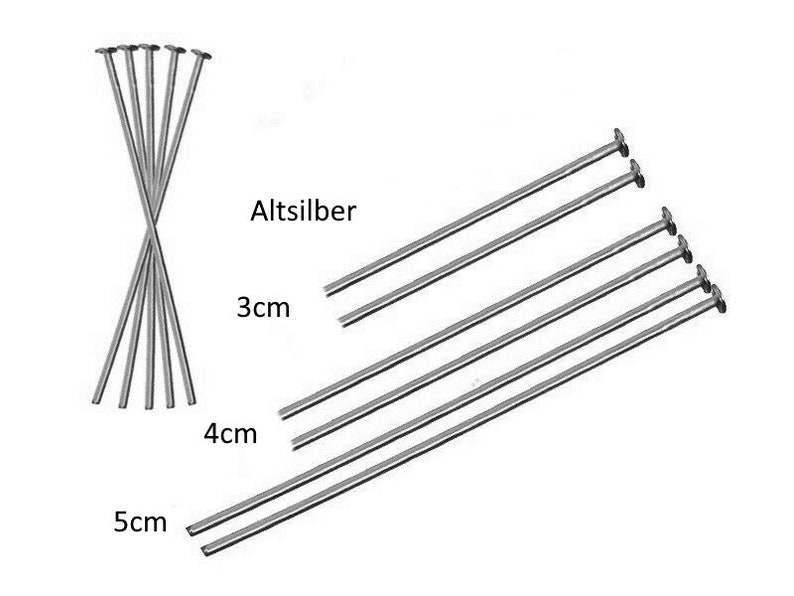 Schmuckstift 3cm 4cm 5cm Gold Silber Altsilber Wahlen 100stk Kettelstifte Nietstifte Öse und Kopfstifte Perlenstifte Silber Prismenstifte Bild 5