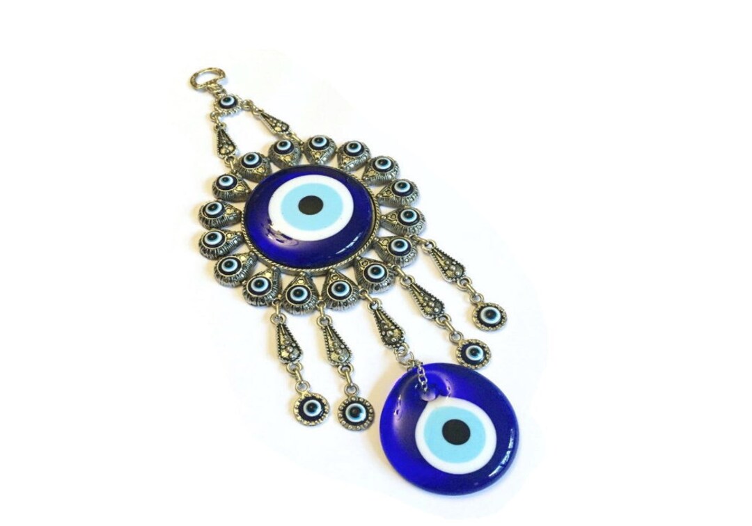 Perlin, pendentif mural, au motif turc du mauvais œil bleu Nazar Boncuk  Boncugu, 24 cm, ornement, décoration, amulette, pour la protection, la  bénédiction, excellent cadeau, avec perles de verre : : Cuisine