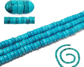 50x perles turquoise 4 x 2 mm boule pierre précieuse bleue pierre turquoise pierre précieuse pour collier bracelet