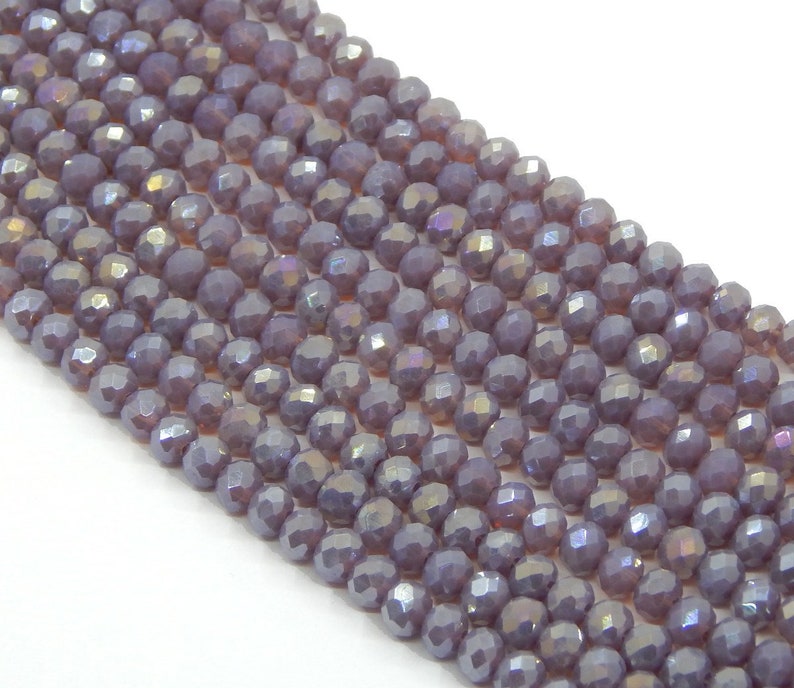 120stk Rondell Glasperlen 4 mm Tschechische Perlen Opak Kristall Schmuck Glasschliffperlen Facettierte Rondelle Kügelchen 1 strang Lila