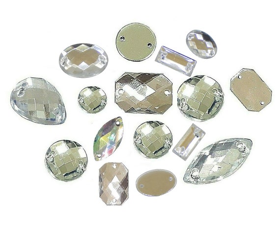 100Pcs 2-Hole Flat Round Clear Acrylic Rhinestone Buttons Sewing