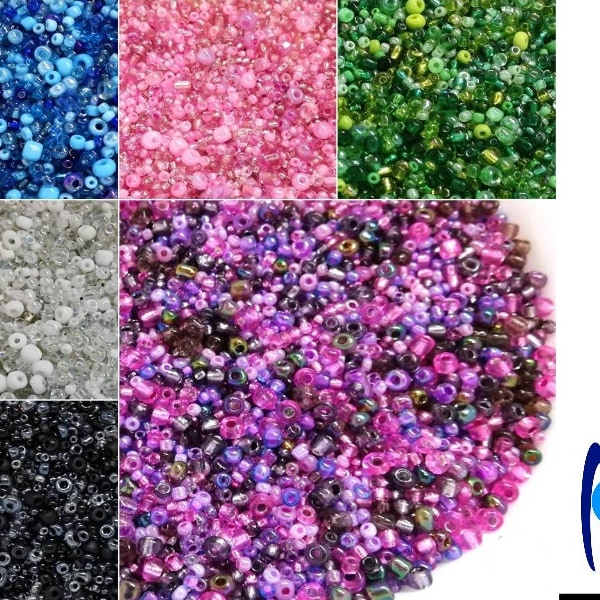 Perles rocailles multicolores et taille 2/3/4 mm mélangées 100g / 500g aux choix perles de verre bijoux perles artisanales perles textiles perles de rocaille